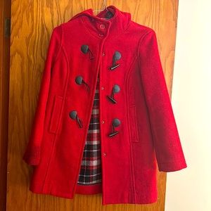 Hooded Red Peacoat